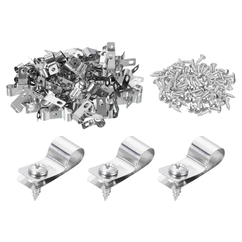 100Pcs Fence Wire Clamp, Wire Fence Clips with Screws for 8mm OD Wire