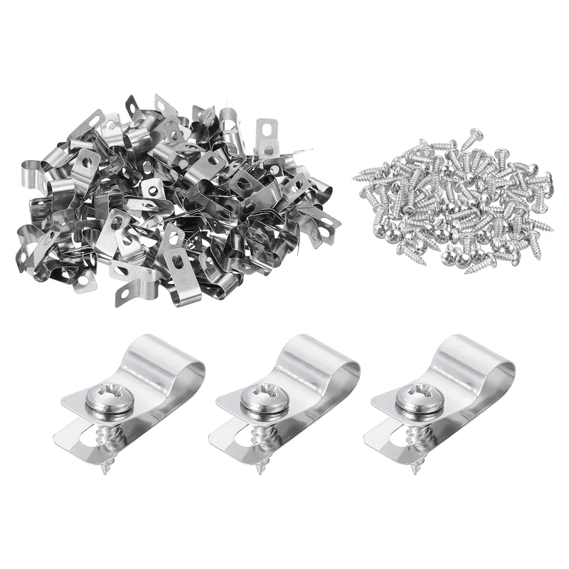100Pcs Fence Wire Clamp, Wire Fence Clips with Screws for 7mm OD Wire