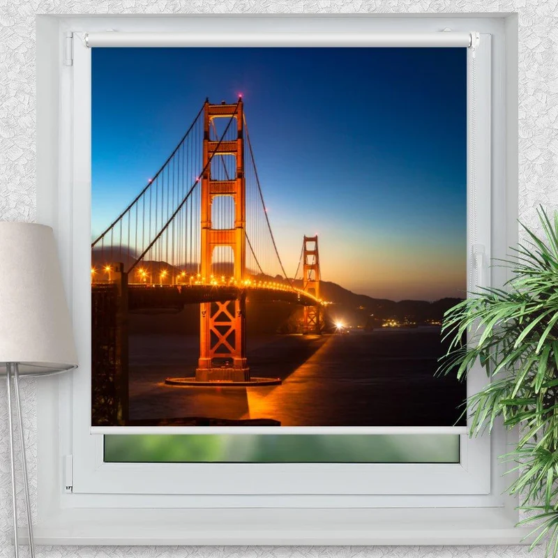 Klemmfix Rollo "Golden Gate Bridge bei nacht" | Motiv-Klemmrollo