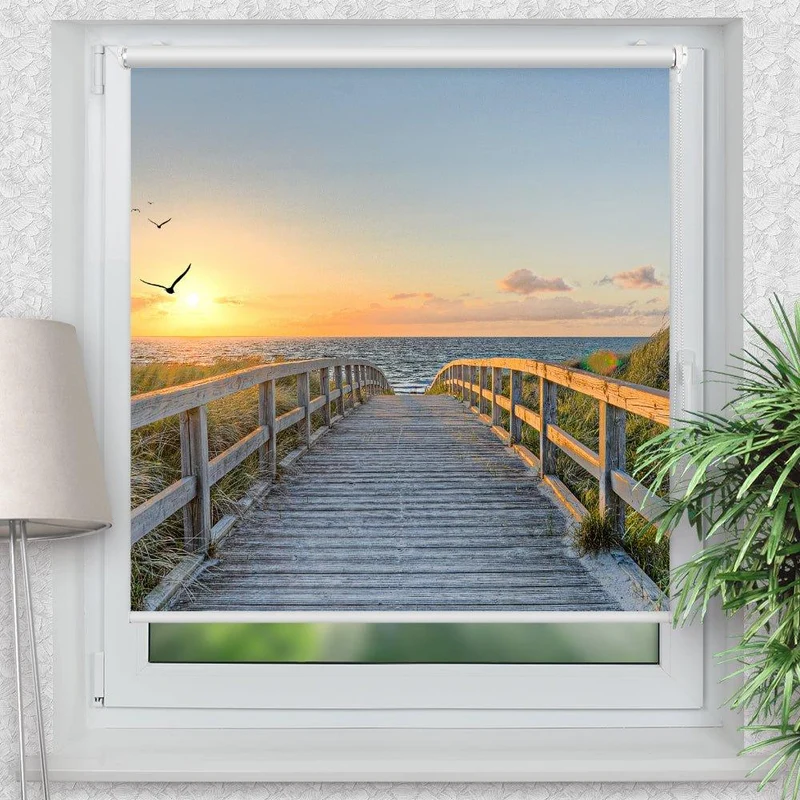 Klemmfix Rollo "Usedom Strand" | Motiv-Klemmrollo