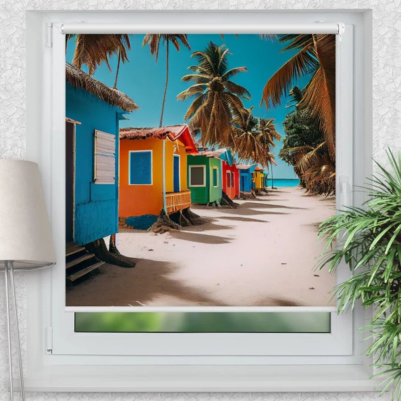 Klemmfix Rollo "Strandhaus Meer" | Motiv-Klemmrollo