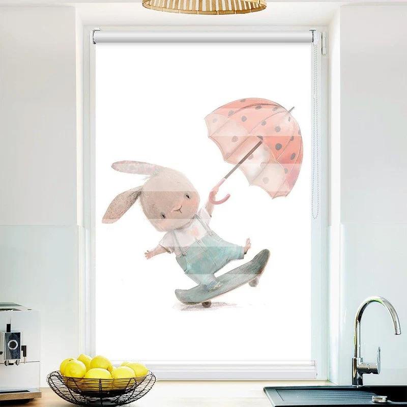 Klemmfix Doppelrollo "Hase Skateboard" | Klemm Doppelrollo