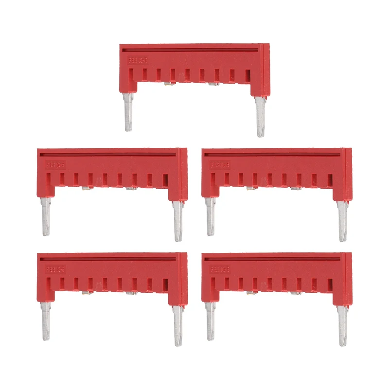 5Pcs FBS2.5 DIN Rail Terminal Block Jumper 1-10 Position 46mm Pitch, Red