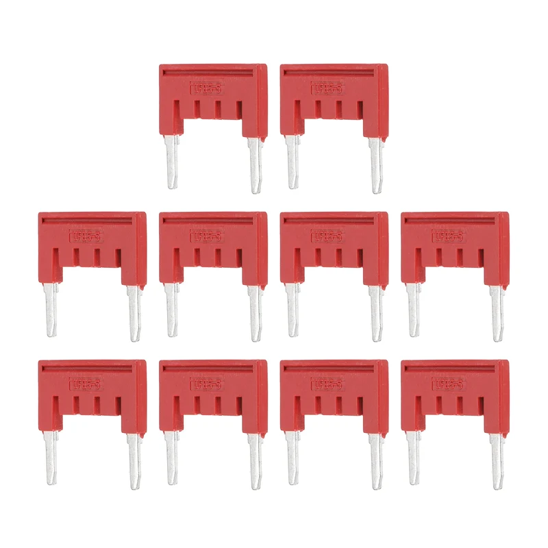 10Pcs FBS2.5 DIN Rail Terminal Block Jumper 1-5 Position 20.5mm Pitch, Red
