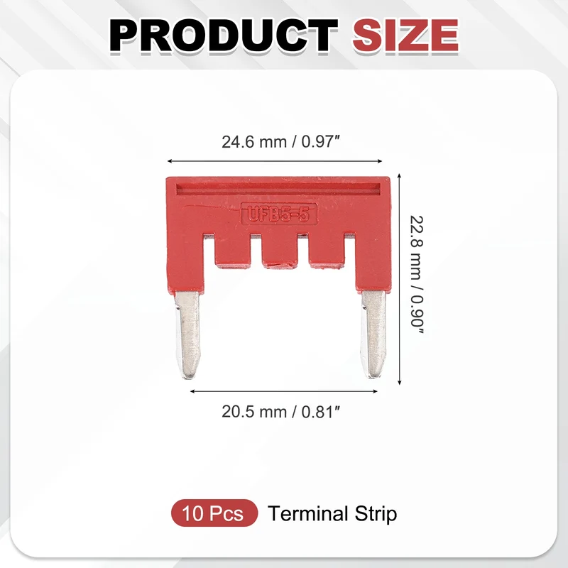 10Pcs FBS2.5 DIN Rail Terminal Block Jumper 1-5 Position 20.5mm Pitch, Red