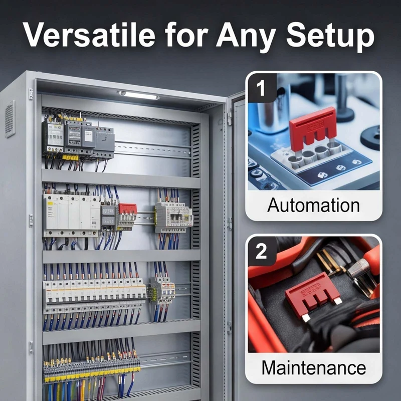 10Pcs FBS2.5 DIN Rail Terminal Block Jumper 1-5 Position 20.5mm Pitch, Red