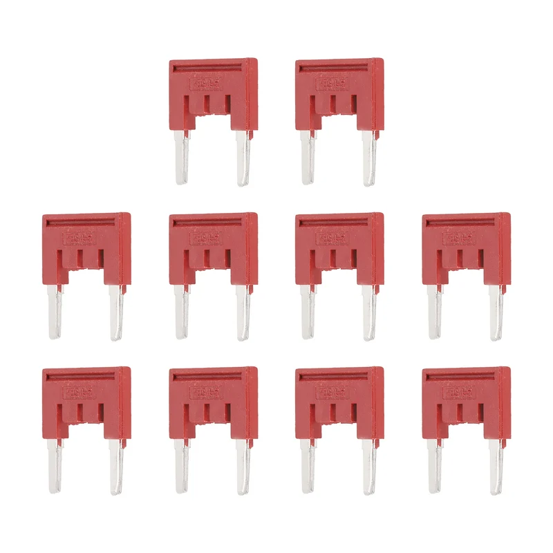 10Pcs FBS2.5 DIN Rail Terminal Block Jumper 1-4 Position 15.5mm Pitch, Red