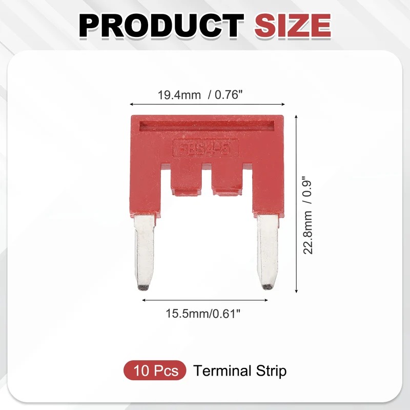 10Pcs FBS2.5 DIN Rail Terminal Block Jumper 1-4 Position 15.5mm Pitch, Red