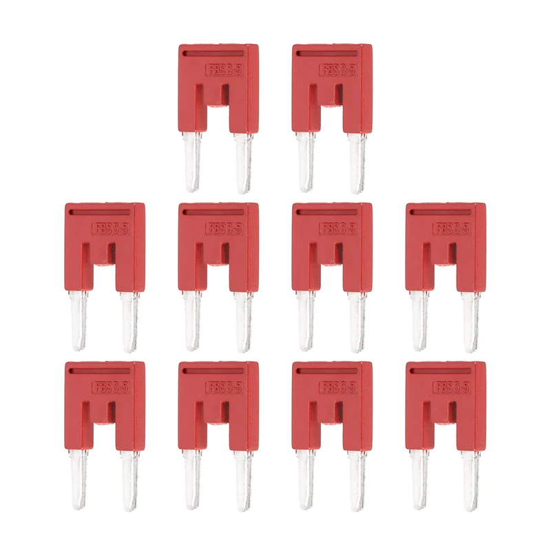 10Pcs FBS2.5 DIN Rail Terminal Block Jumper 1-3 Position 10.5mm Pitch, Red