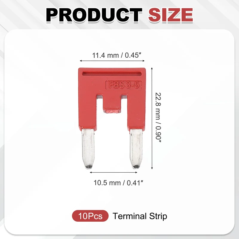 10Pcs FBS2.5 DIN Rail Terminal Block Jumper 1-3 Position 10.5mm Pitch, Red