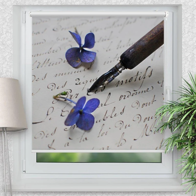 Klemmfix Rollo "Hortensien vintage" | Motiv-Klemmrollo