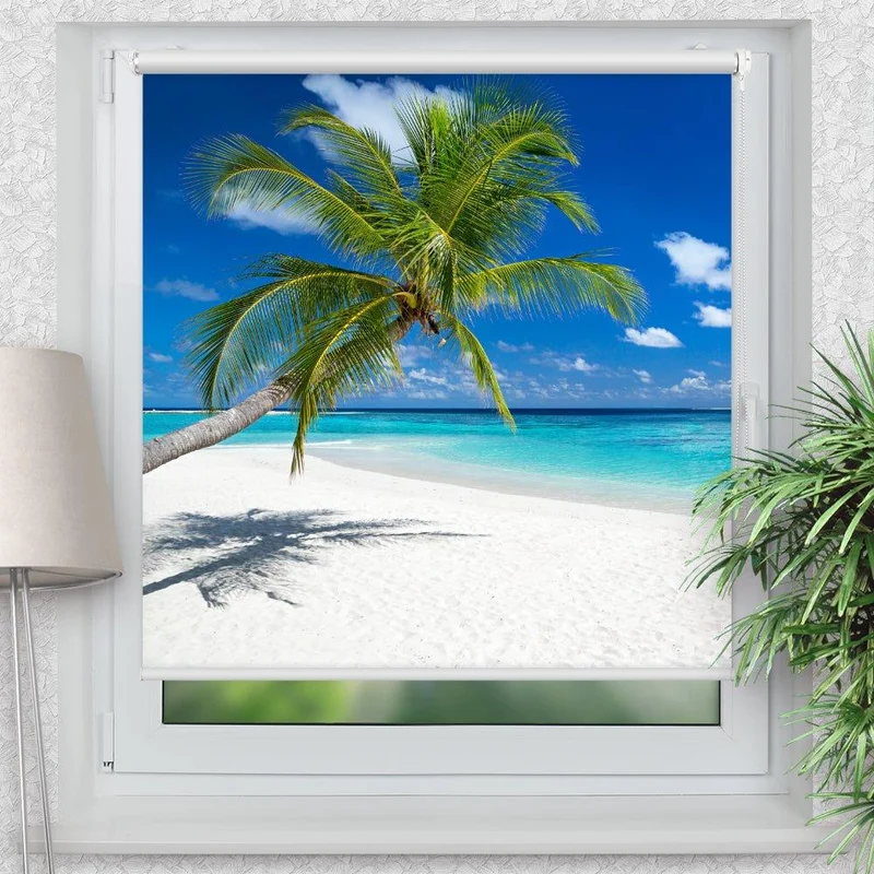 Klemmfix Rollo "Tropen Meer Strand" | Motiv-Klemmrollo