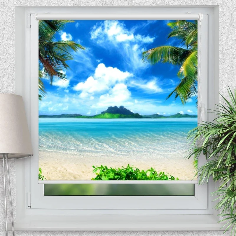 Klemmfix Rollo "Bora Bora Insel" | Motiv-Klemmrollo