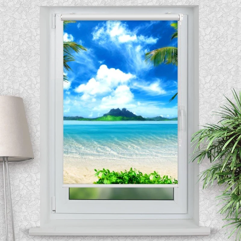 Klemmfix Rollo "Bora Bora Insel" | Motiv-Klemmrollo