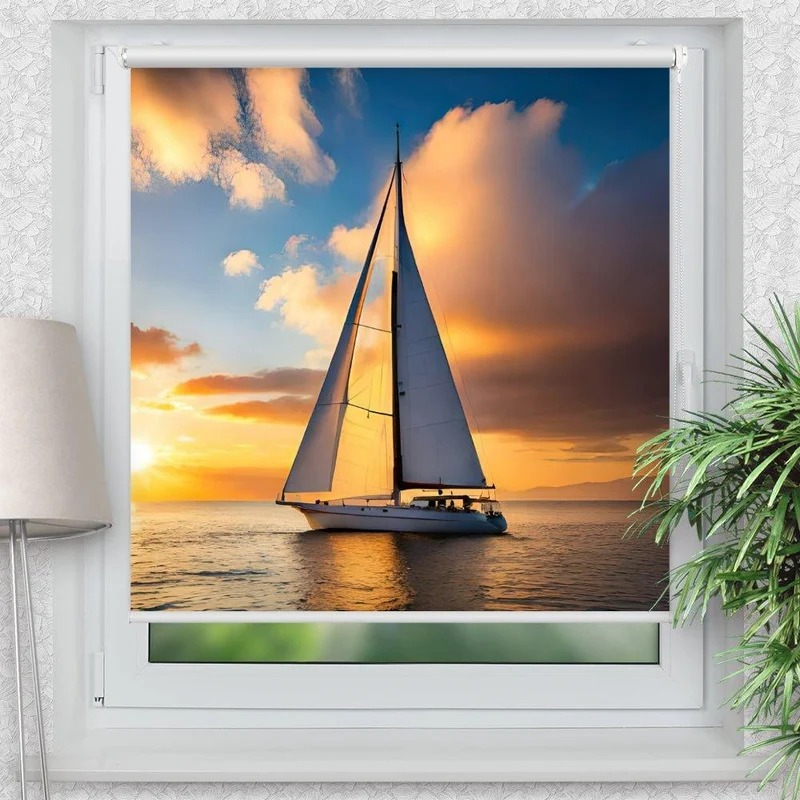 Klemmfix Rollo "Sommer Segelboot" | Motiv-Klemmrollo