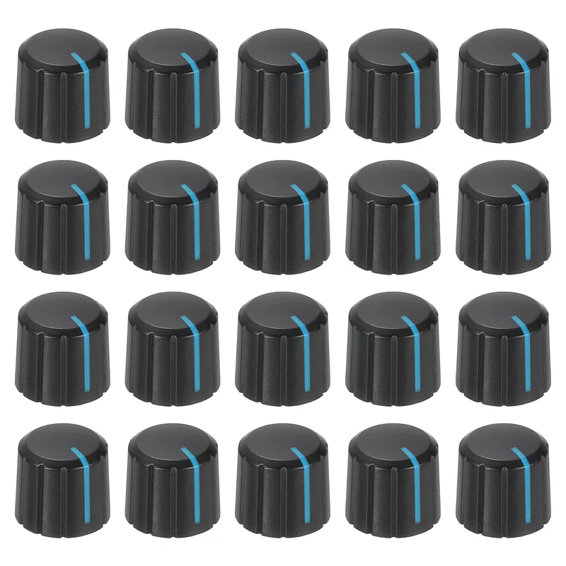 20pcs Potentiometer Knobs 6mm Knurled Shaft Hole
