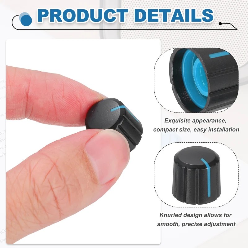 20pcs Potentiometer Knobs 6mm Knurled Shaft Hole