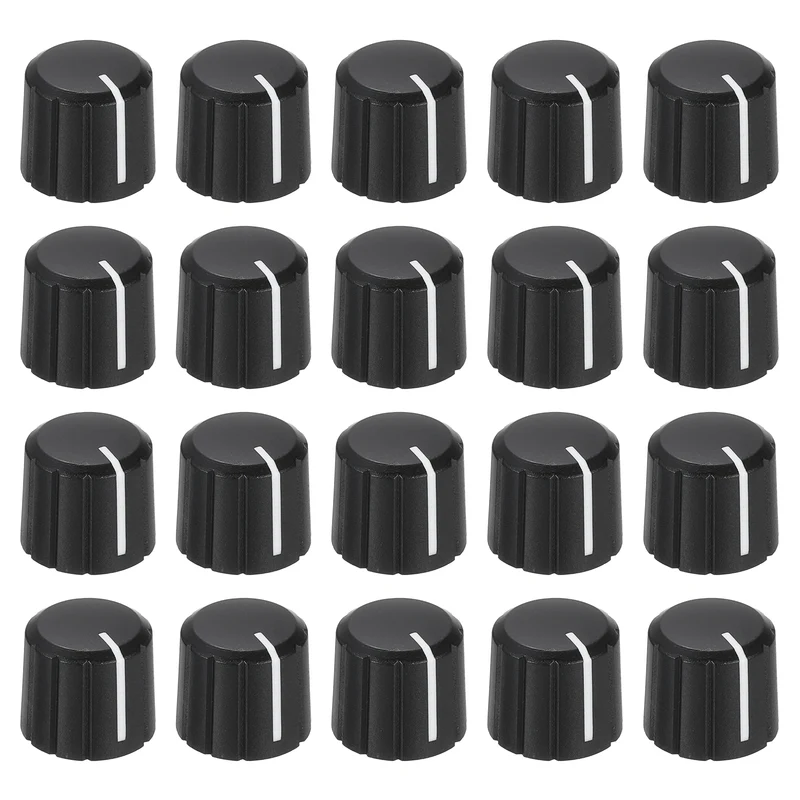 20pcs Potentiometer Knobs 6mm Knurled Shaft Hole Black White
