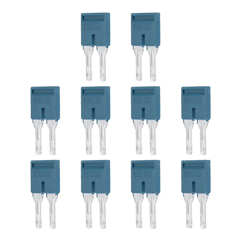 10Pcs FBS2-8 DIN Rail Terminal Block, 2 Position Press-Fit Jumper, Blue