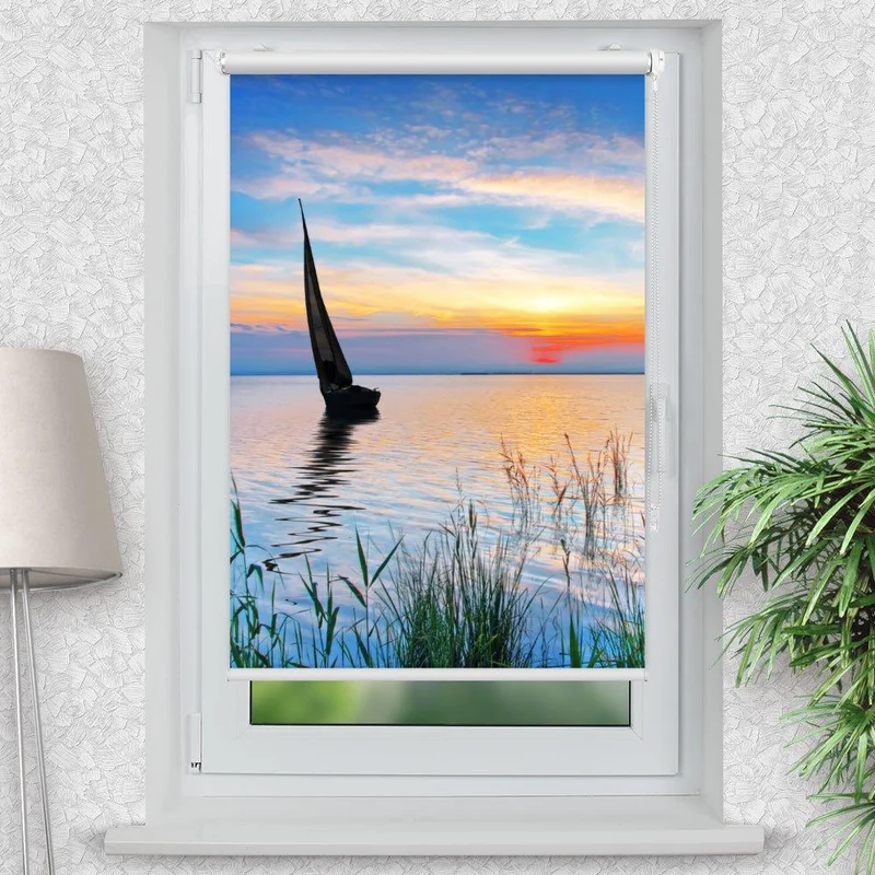 Klemmfix Rollo "Segelboot See" | Motiv-Klemmrollo