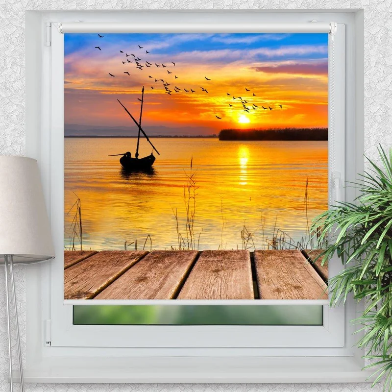 Klemmfix Rollo "Segelboot Sonnenuntergang" | Motiv-Klemmrollo