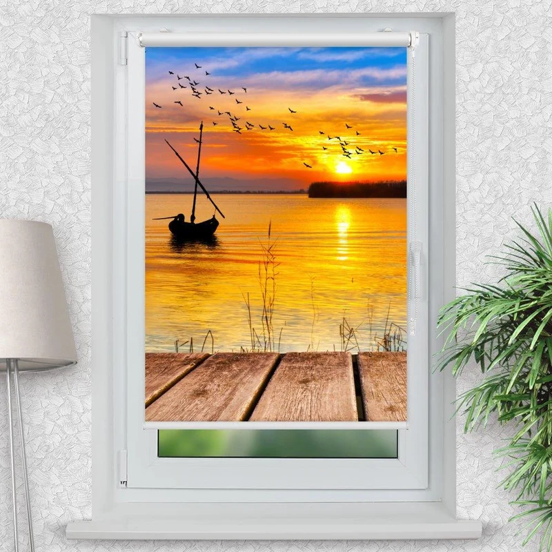 Klemmfix Rollo "Segelboot Sonnenuntergang" | Motiv-Klemmrollo