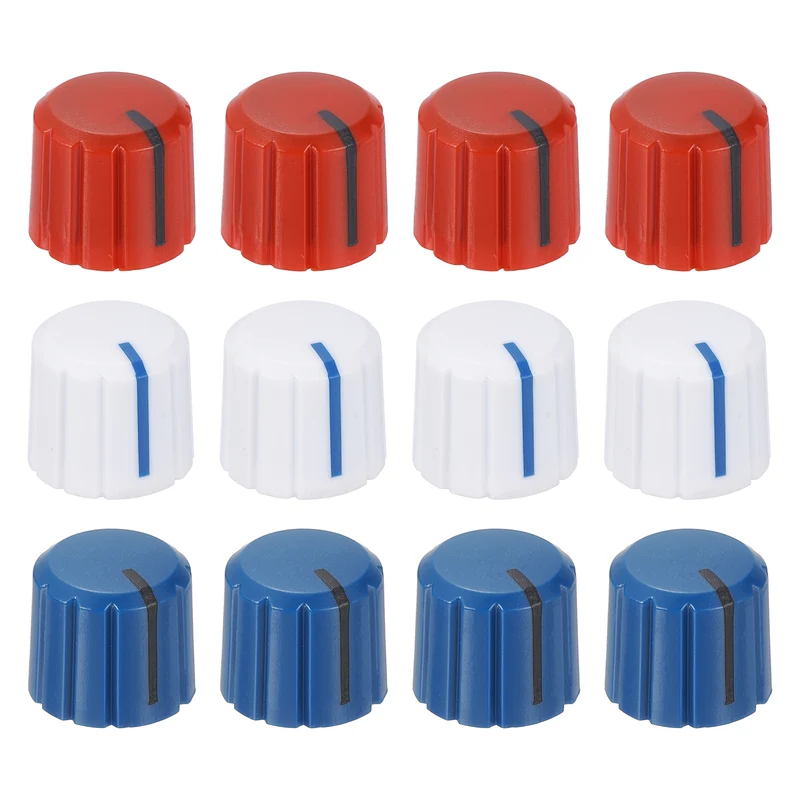 12pcs Potentiometer Knobs 6mm Red Black White Blue Blue Black
