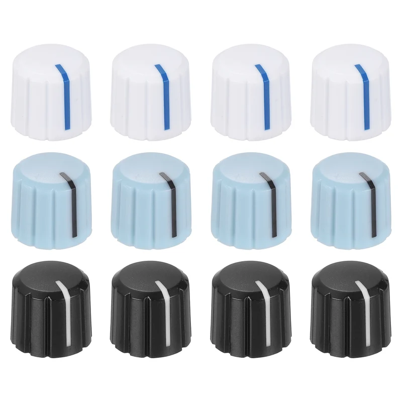 12pcs Potentiometer Knobs 6mm White Blue Blue Black Black White