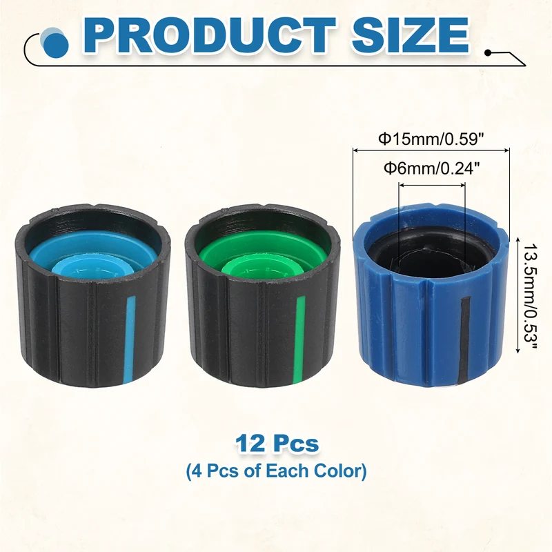 12pcs Potentiometer Knobs 6mm Black Green Blue Black Black Blue