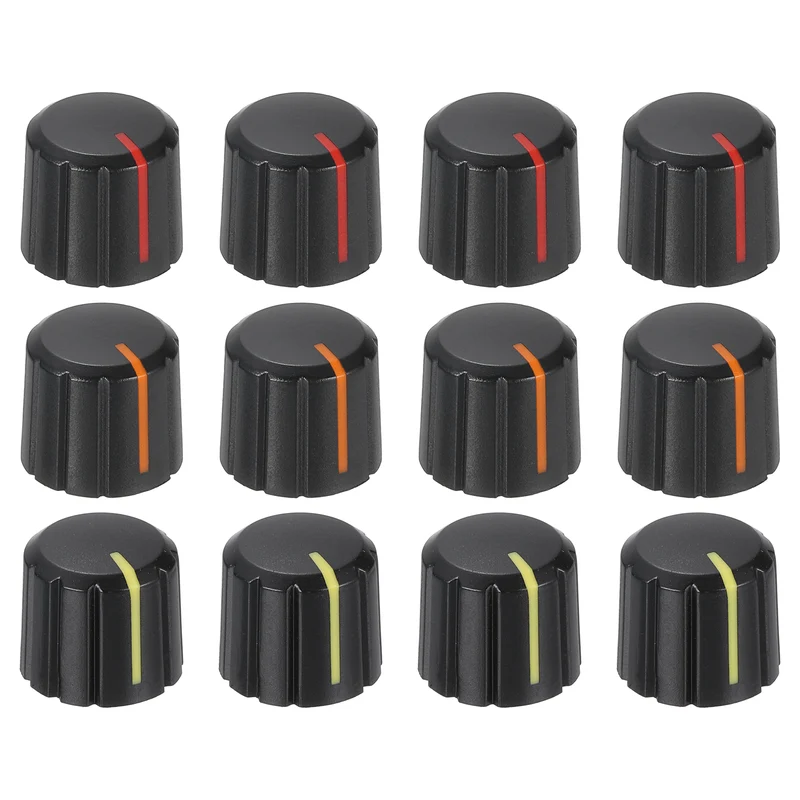 12pcs Potentiometer Knob Black Yellow Black Red Black Orange