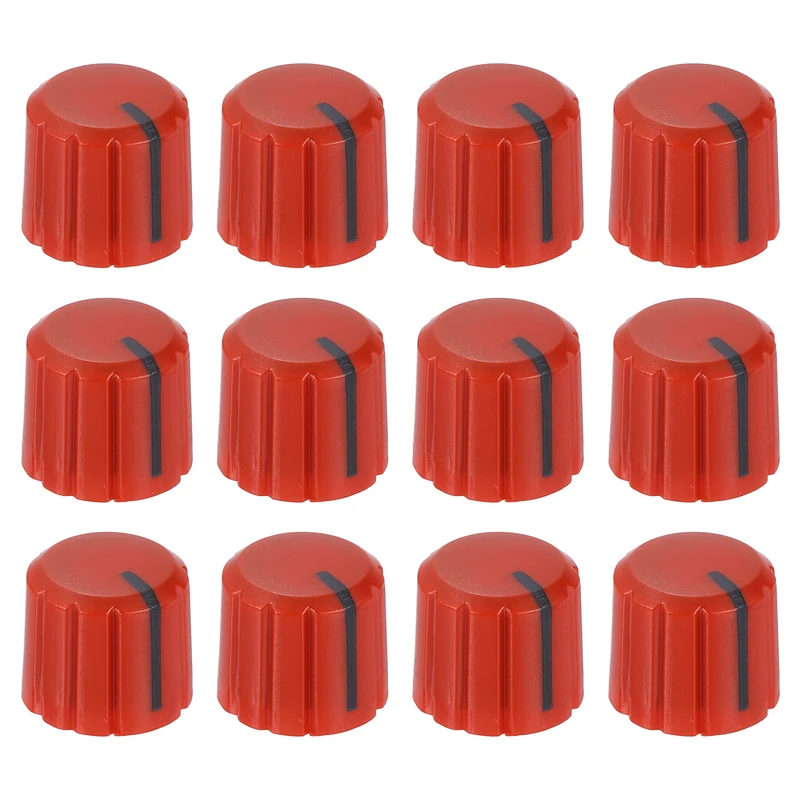 12pcs Potentiometer Knobs 6mm Knurled Shaft Hole Red
