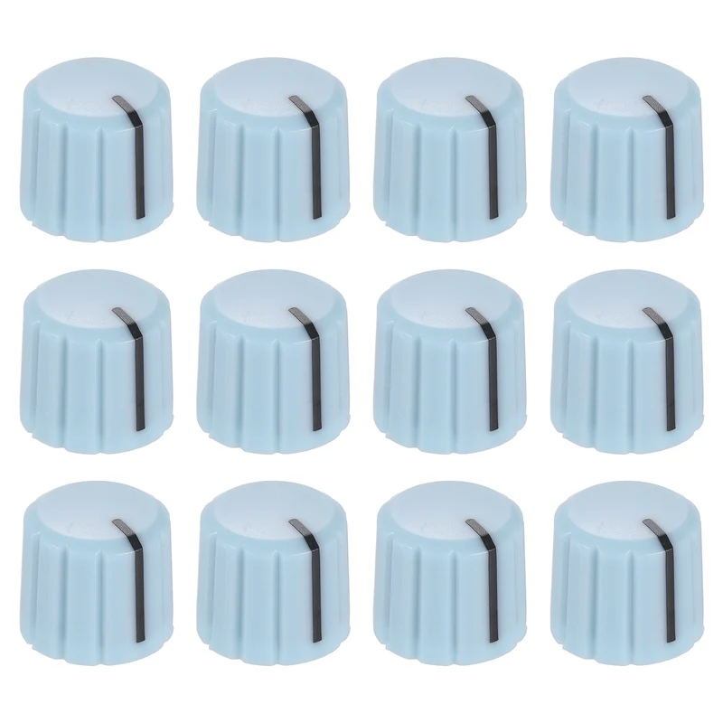 12pcs Potentiometer Knobs 6mm Knurled Shaft Light Blue Black