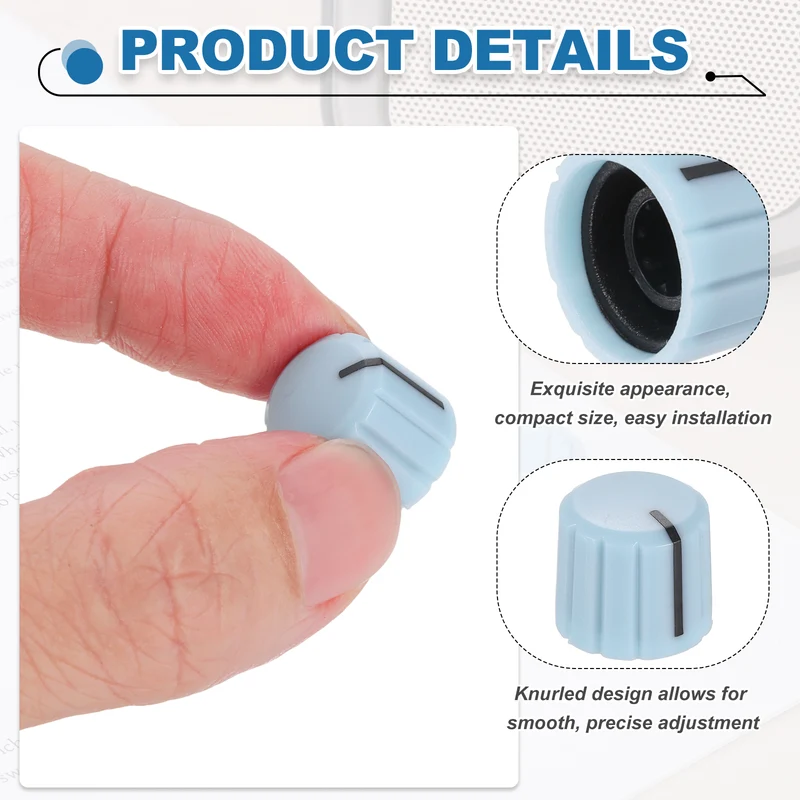 12pcs Potentiometer Knobs 6mm Knurled Shaft Light Blue Black