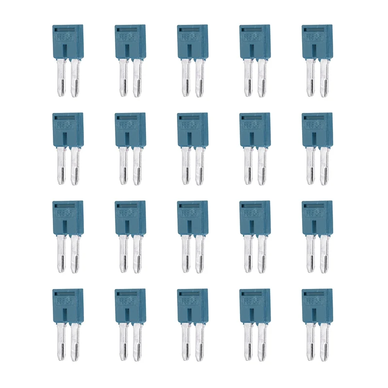 20Pcs FBS2-6 DIN Rail Terminal Block, 2 Position Press-Fit Jumper, Blue