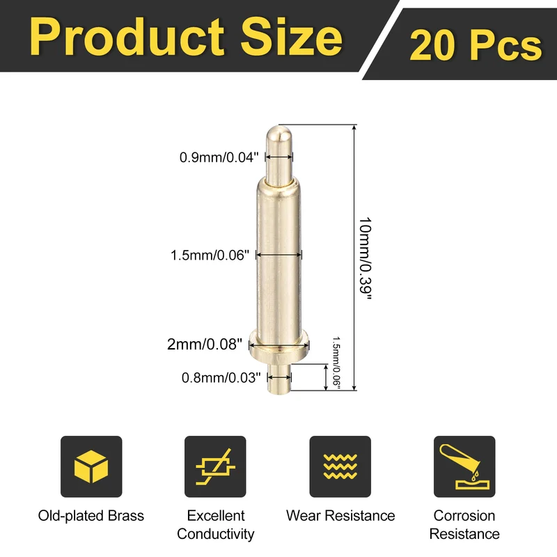 20Pcs 8.5mm Spring Loaded PogoPins, Test Pin Probes Connector Plug-In Type