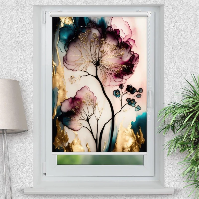 Klemmfix Rollo "Blume abstrakt" | Motiv-Klemmrollo