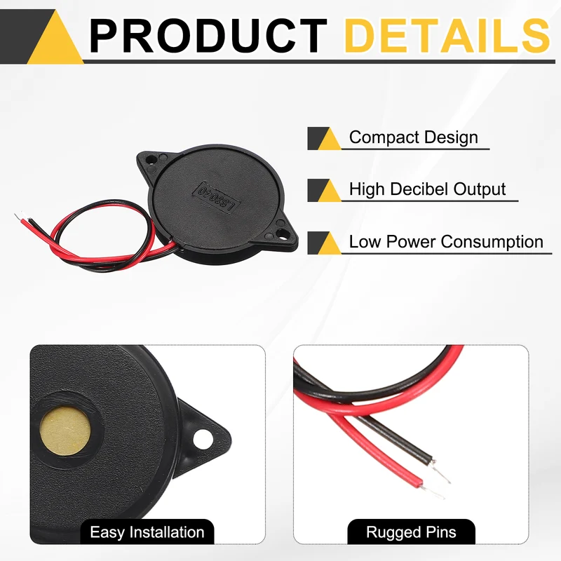 10Pcs Passive Buzzer DC 3-30V 100mm Wired Piezo Electronic Buzzer Alarm