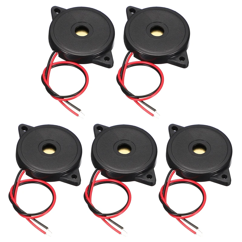 5Pcs Passive Buzzer DC 3-30V 100mm Wired Piezo Electronic Buzzer Alarm