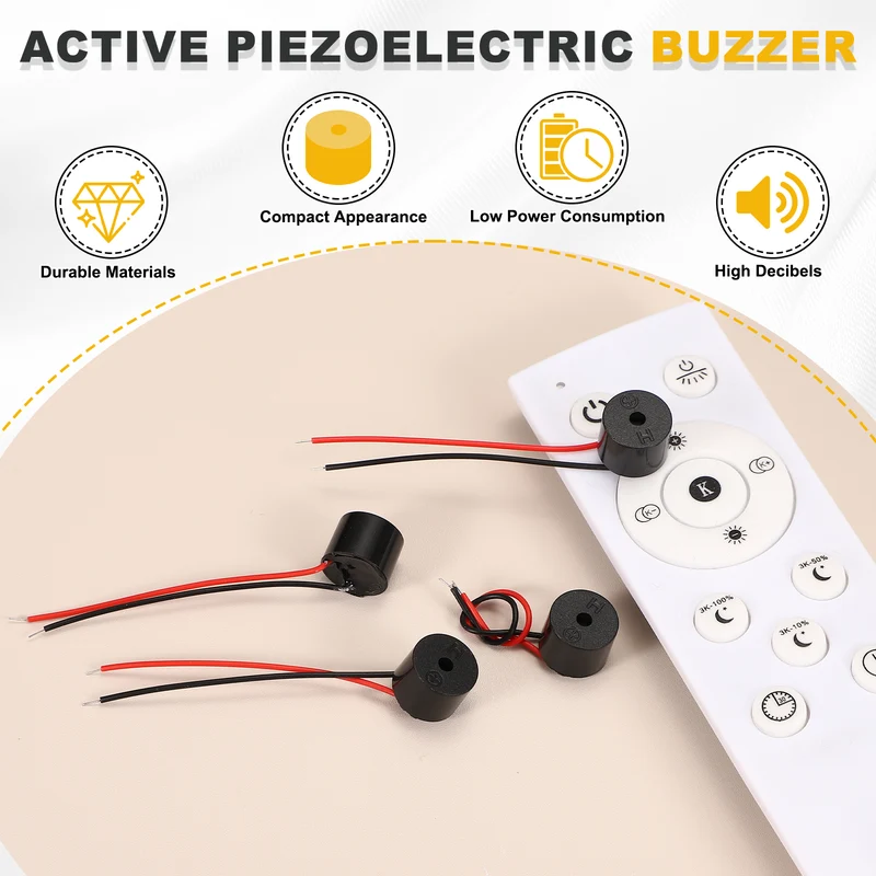 6 Pcs Active Buzzer DC 5V 60mm Wired Active Electronic Buzzer for Alarm