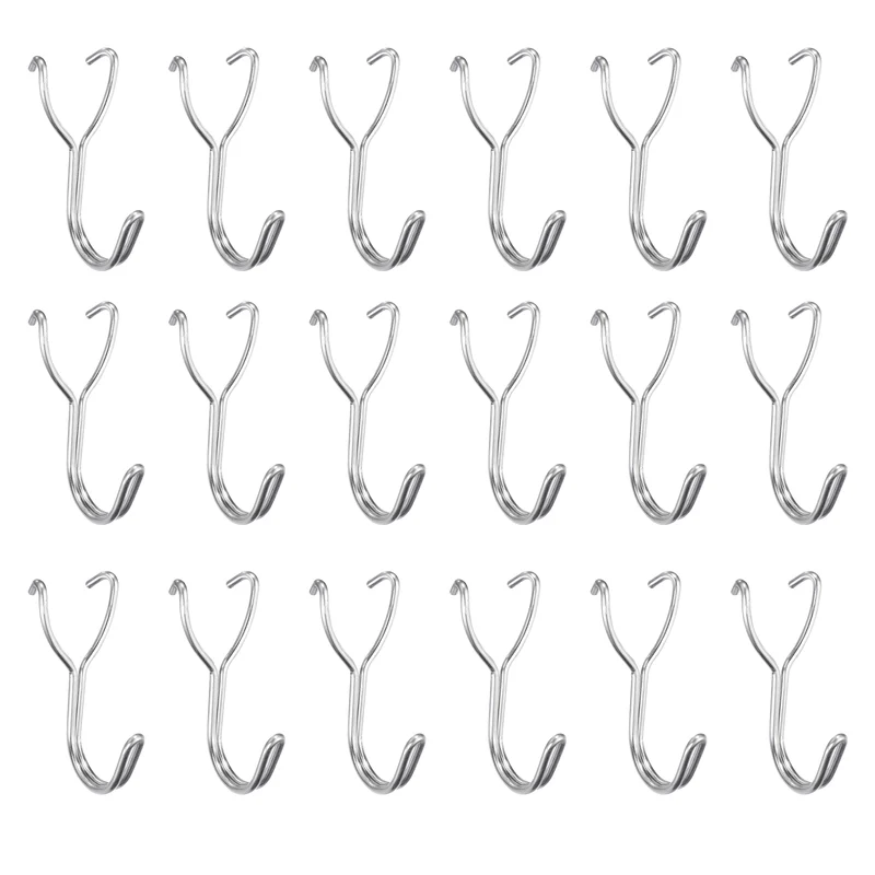 50Pcs Stainless Steel Pegboard Hooks 20mm/0.79" Hole Spacing J-Hook