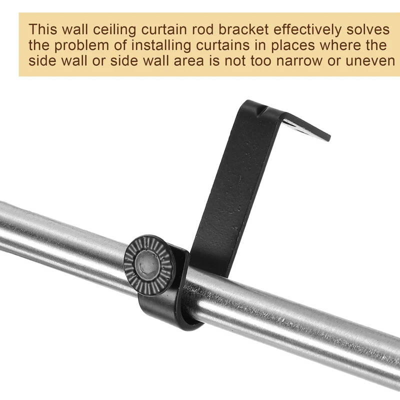 3Pcs Ceiling Mount Curtain Rod Brackets Drapery Holder for 1 Inch Rod Black