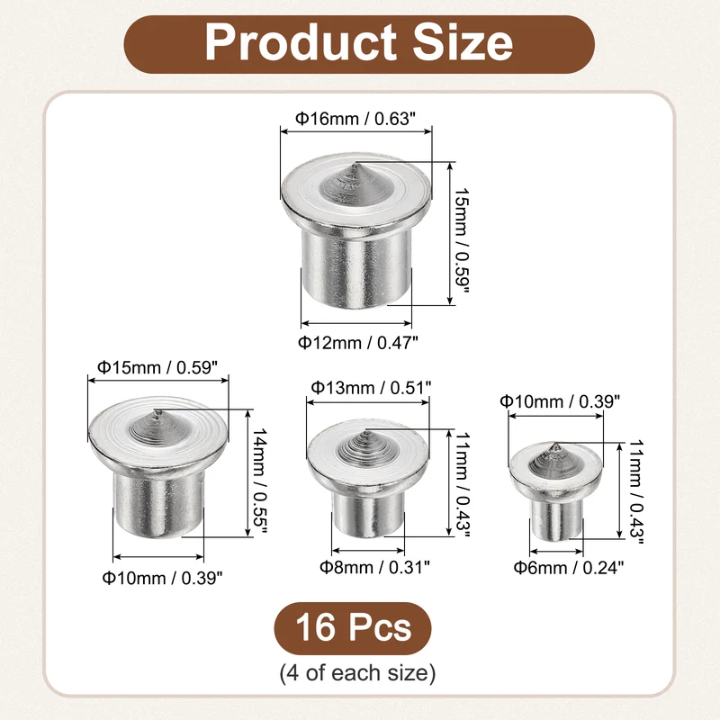 16Pcs Solid Dowel and Tenon Center Transfer Plugs, 4Size Doweling Centering Pins
