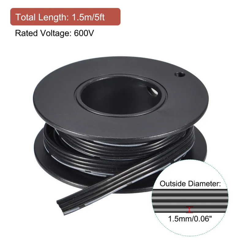 26AWG Ribbon Cable Silicone Wire 4Pin 26 Gauge Ribbon Wire Flat Silicone Cable 1.5m/5ft Black Stranded Tinned Copper Wire