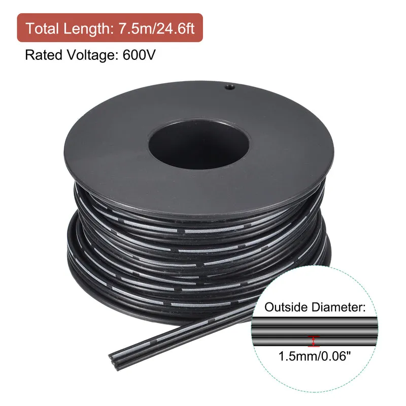 26AWG Ribbon Cable Silicone Wire 3Pin 26 Gauge Ribbon Wire Flat Silicone Cable 7.5m/24.6ft Black Stranded Tinned Copper Wire