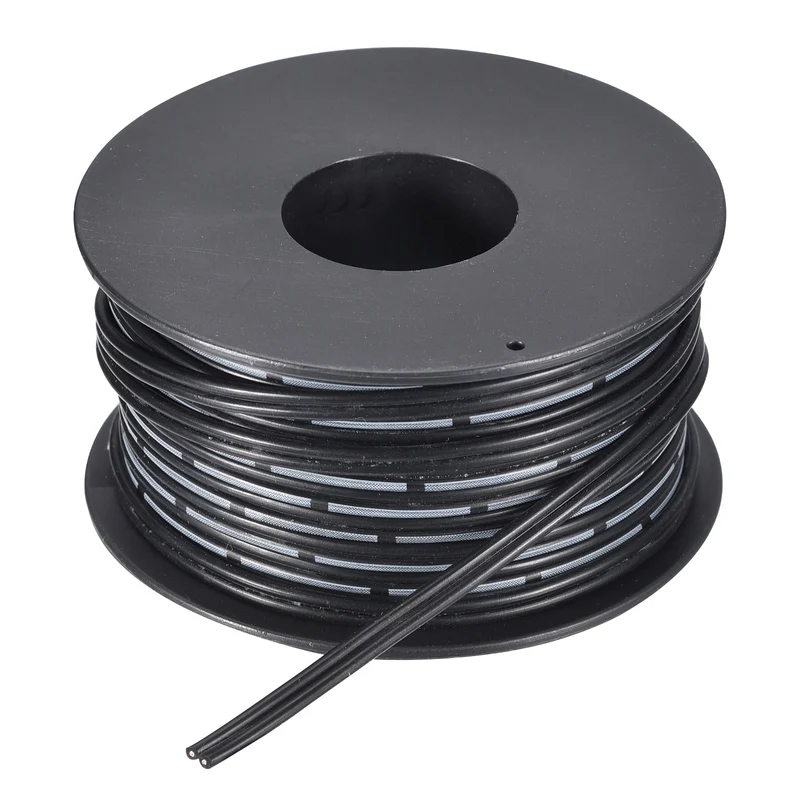 26AWG Ribbon Cable Silicone Wire 2Pin 26 Gauge Ribbon Wire Flat Silicone Cable 15m/50ft Black Stranded Tinned Copper Wire