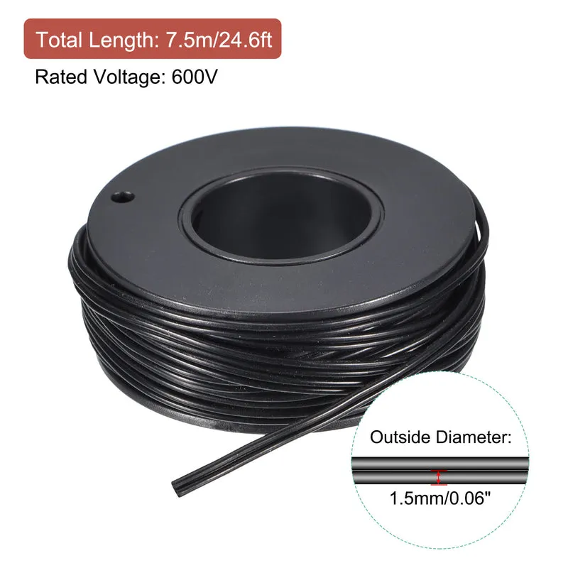 26AWG Ribbon Cable Silicone Wire 2Pin 26 Gauge Ribbon Wire Flat Silicone Cable 7.5m/24.6ft Black Stranded Tinned Copper Wire