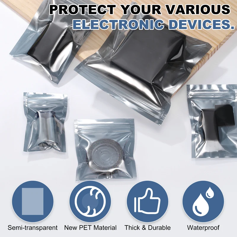 200Pcs Anti Static Bags 2.8 x 4.3 Inch Resealable ESD Shielding Bag