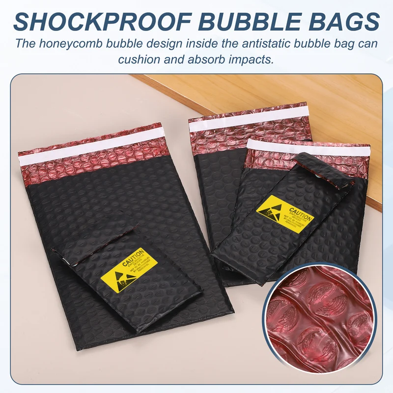 10pcs 3" x 5" Anti Static Bubble Bags PE Static Shielding Antistatic Bag Black