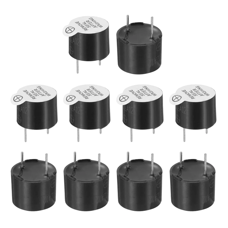 10 Pcs Active Buzzer DC 12V 7.6mm Pitch Electric Tone Buzzer for Alarm