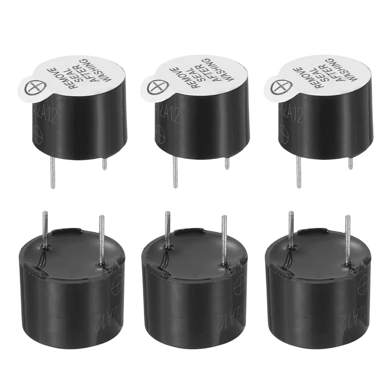 6 Pcs Active Buzzer DC 12V 7.6mm Pitch Electric Tone Buzzer for Alarm